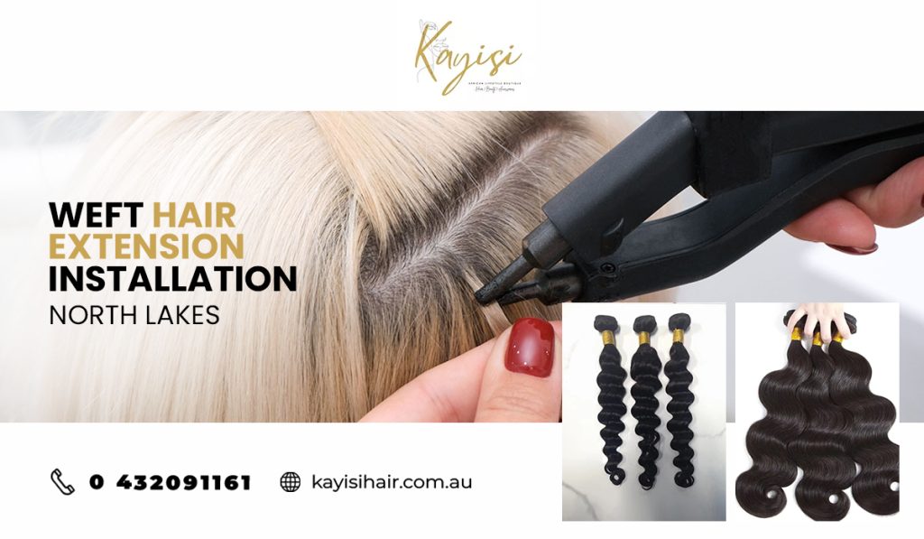 Weft hair extension installation North Lakes